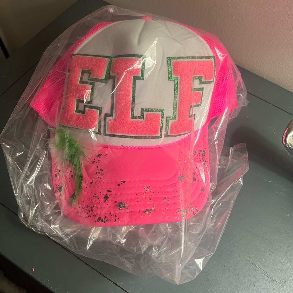 Judith March Neon Pink Trucker Hat custom design new with tags